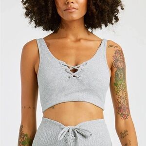 NWOT Ribbed Football Bra Year of Ours M Heather Grey